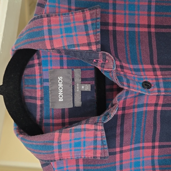 BONOBOS Plaid Mens Slim Fit Shirt - Picture 5 of 13